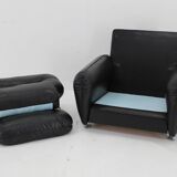 1970s Armchair in Black Leather, Italy