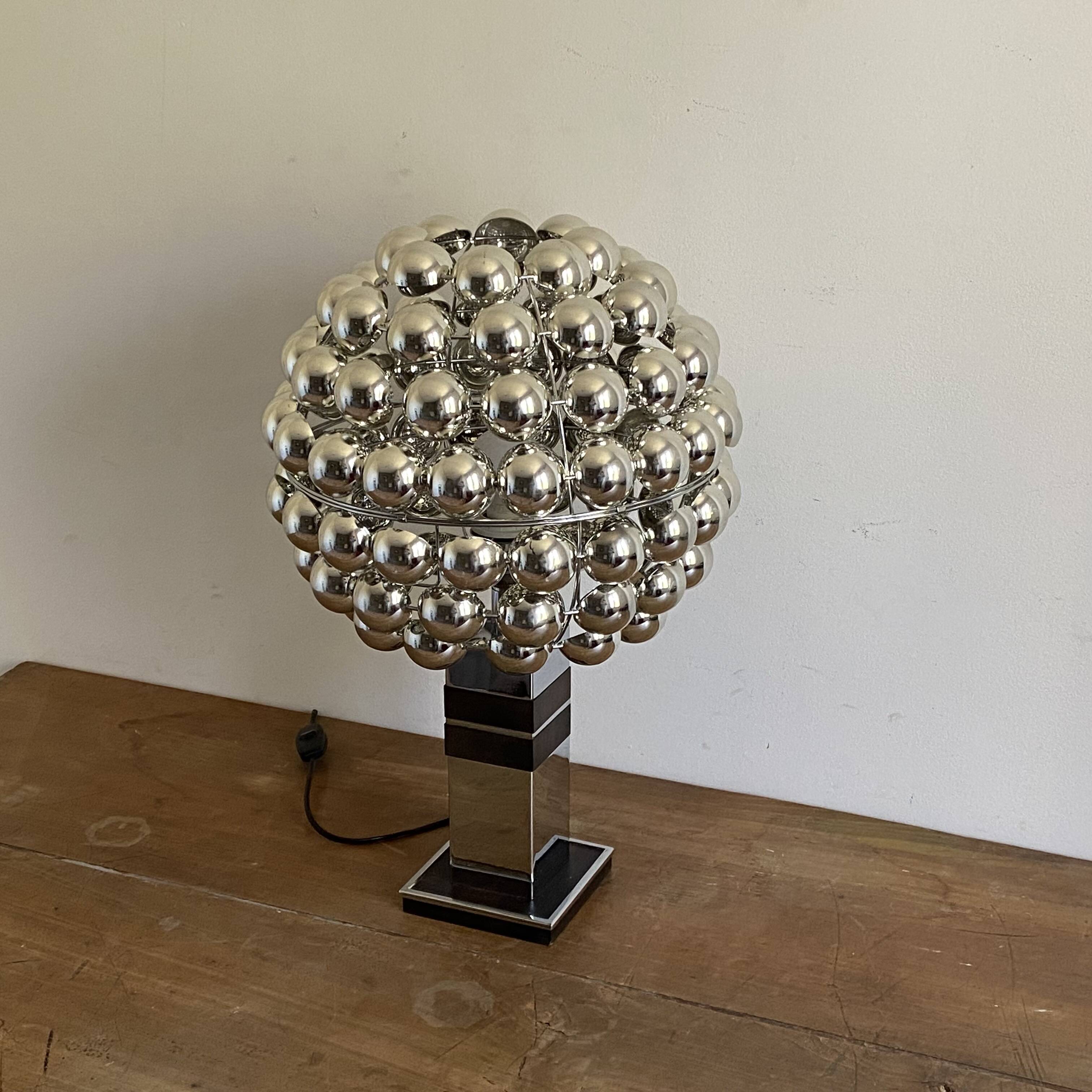 Large Sputnik lamp. 1970. Space age.