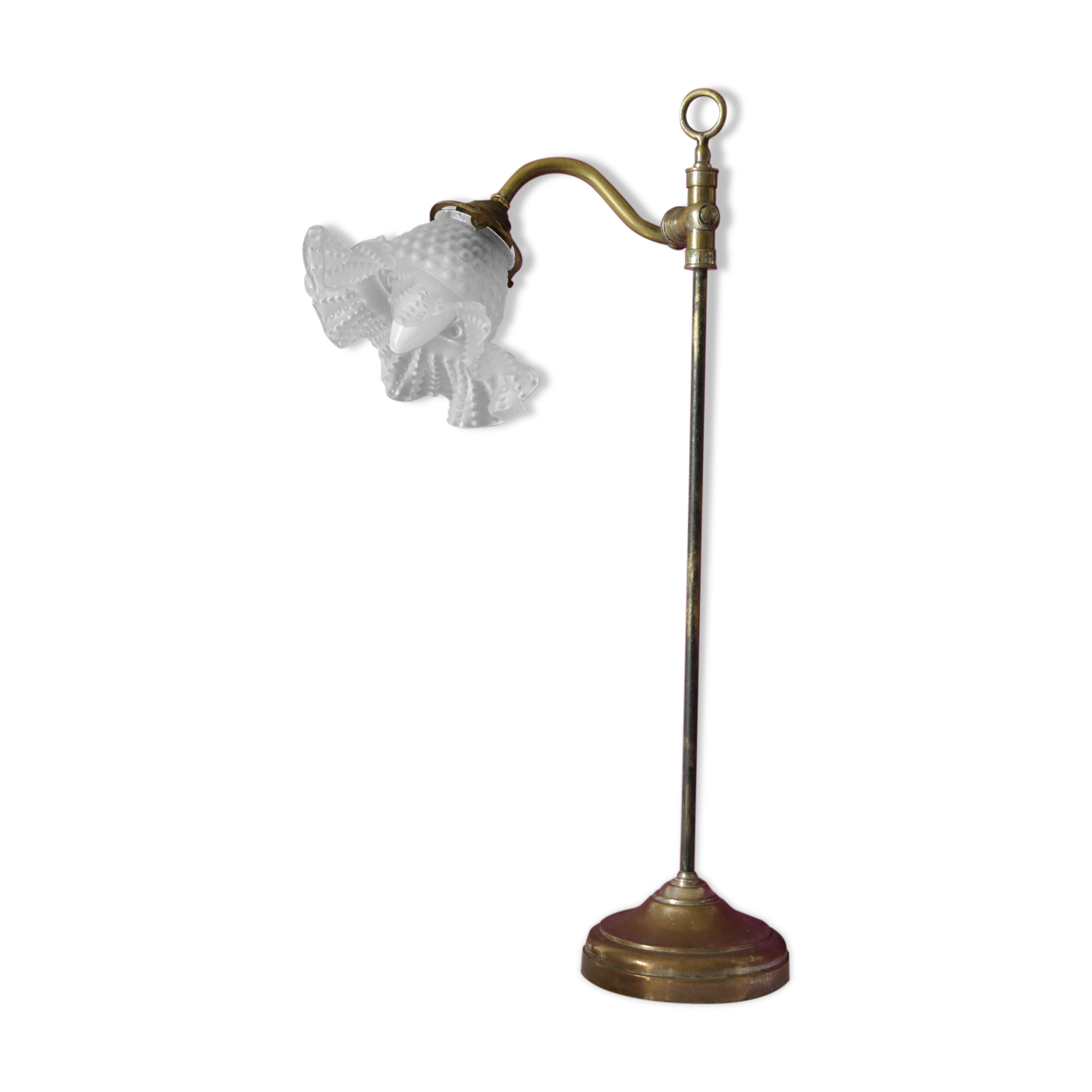 Lampe tulipe articulée art nouveau laiton