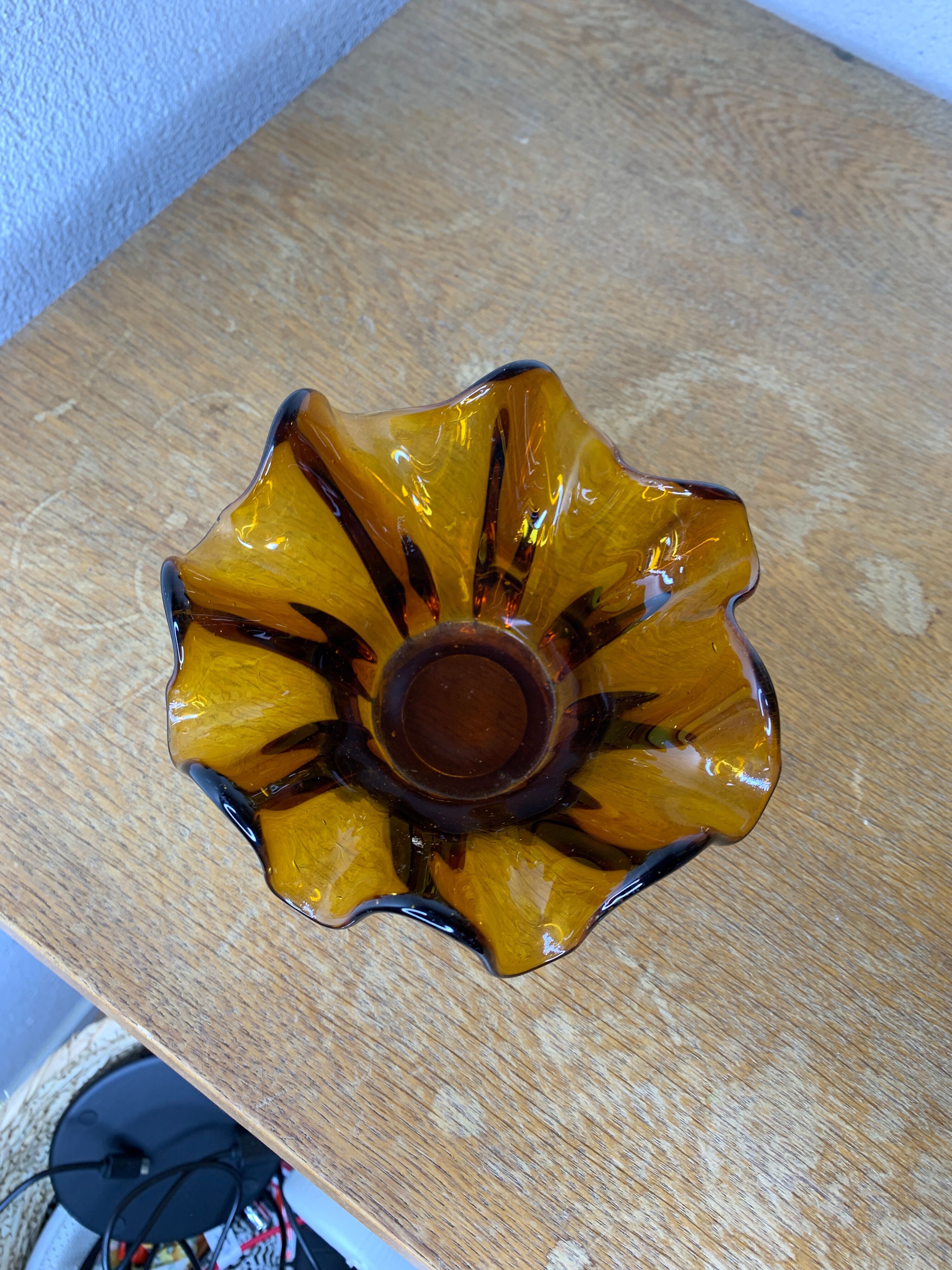 Blown glass draped candle holder