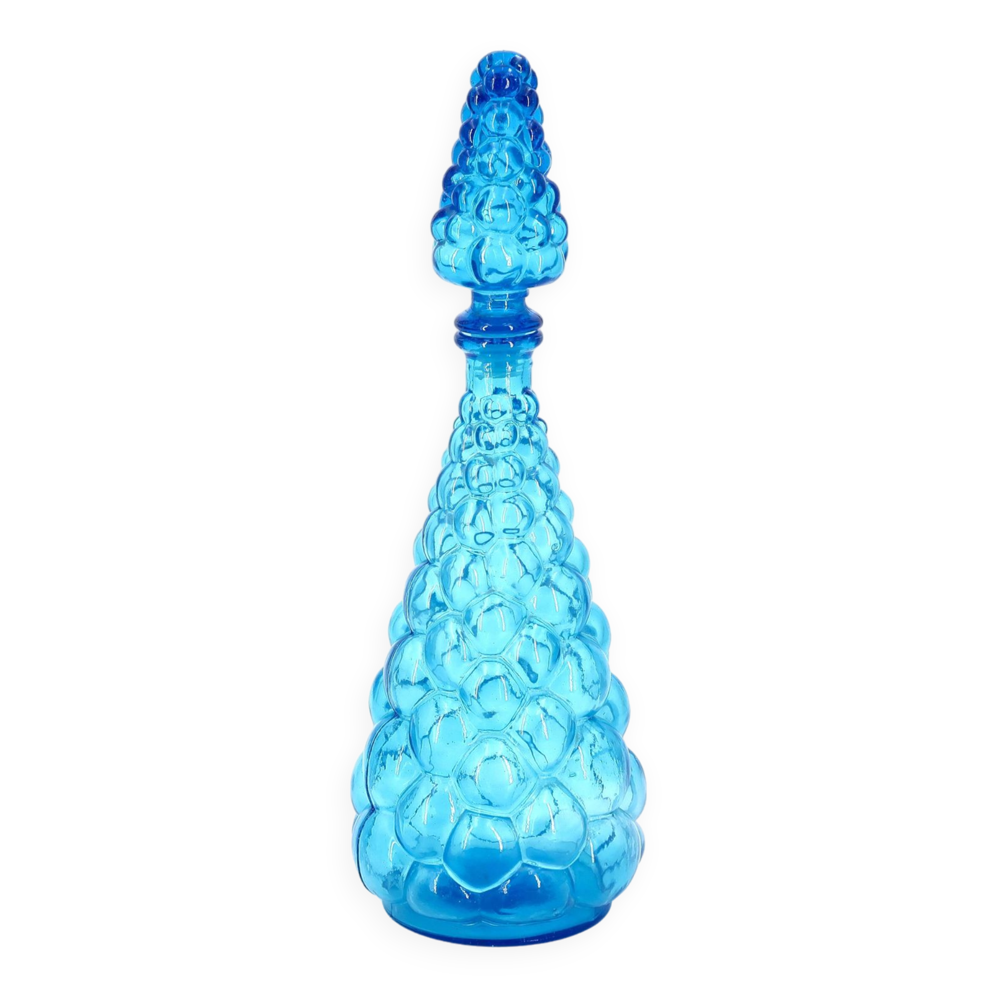 Empoli blue glass carafe bottle, 1960s