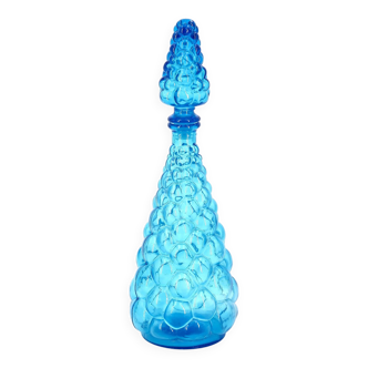 Empoli blue glass carafe bottle, 1960s