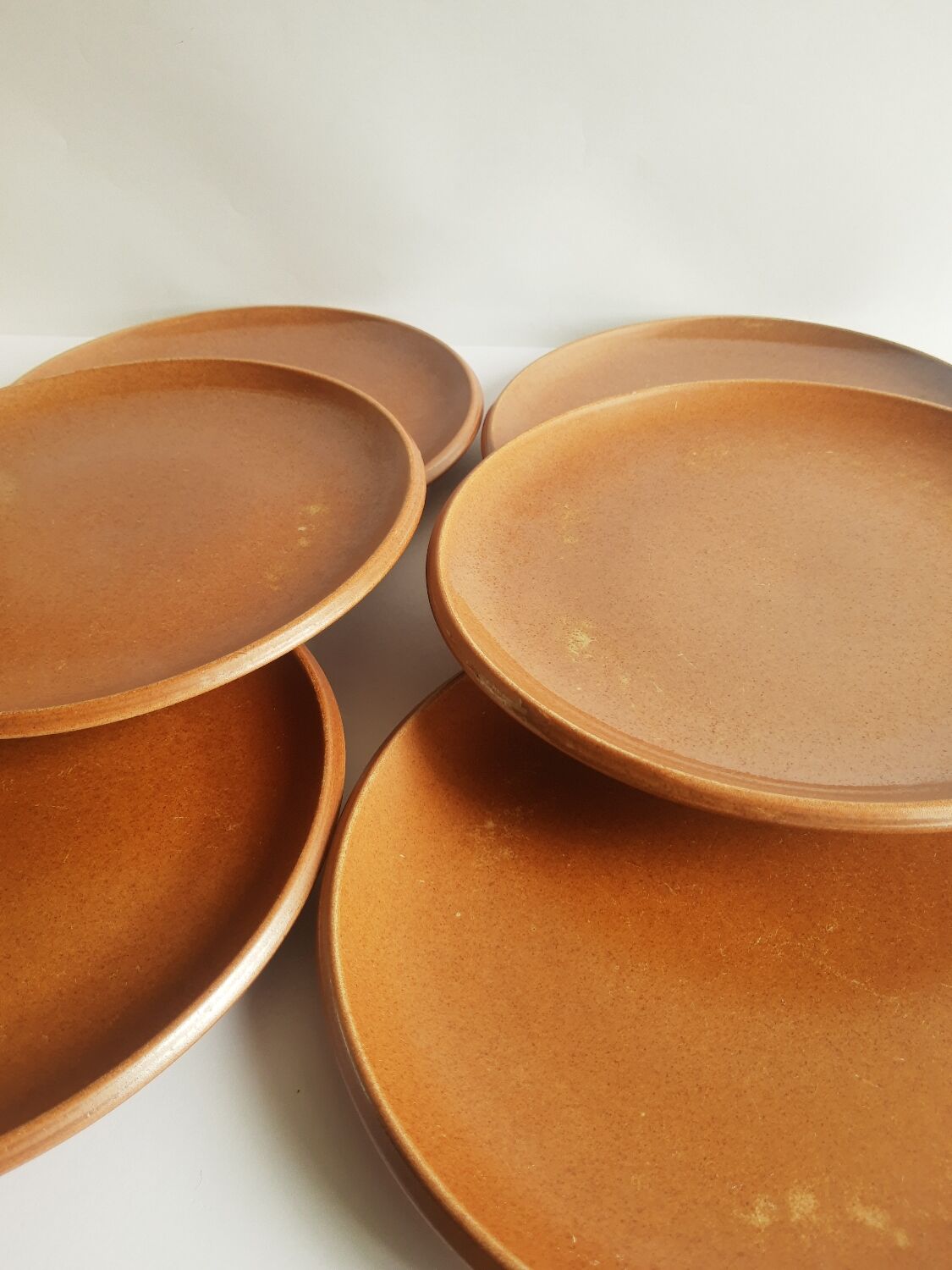 Set of 6 vintage Brenne Grès stoneware dinner plates from France