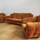 Velvet armchairs and sofa, 1970s, set of 3
