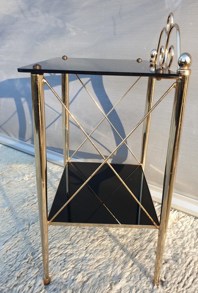 Vintage 70s gold and black opaline serving trolley