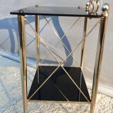 Vintage 70s gold and black opaline serving trolley