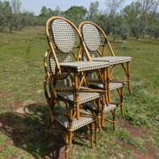 Set of 6 chairs bistro terrace "Parisian" rattan and brown braiding