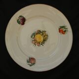 6 flat plates in orchies earthenware. fruit design.