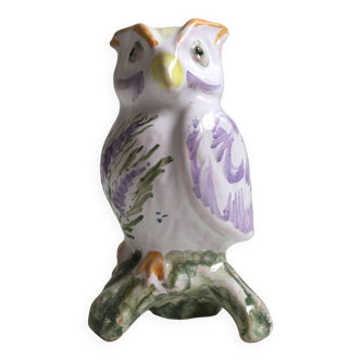 Figurine Sculpture Céramique Signée Chouette Hulotte Hibou Collector Moustiers