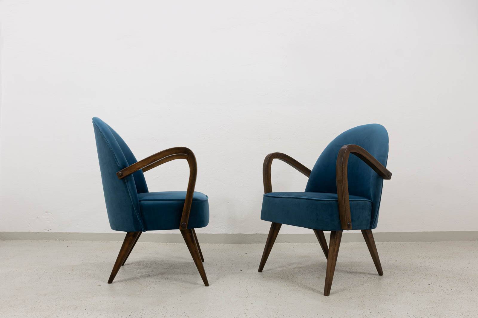 Pair of mid-century cocktail chairs, Poland, 1950s