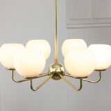 Mid-century Upward Sputnik Golden Chandelier, 60s