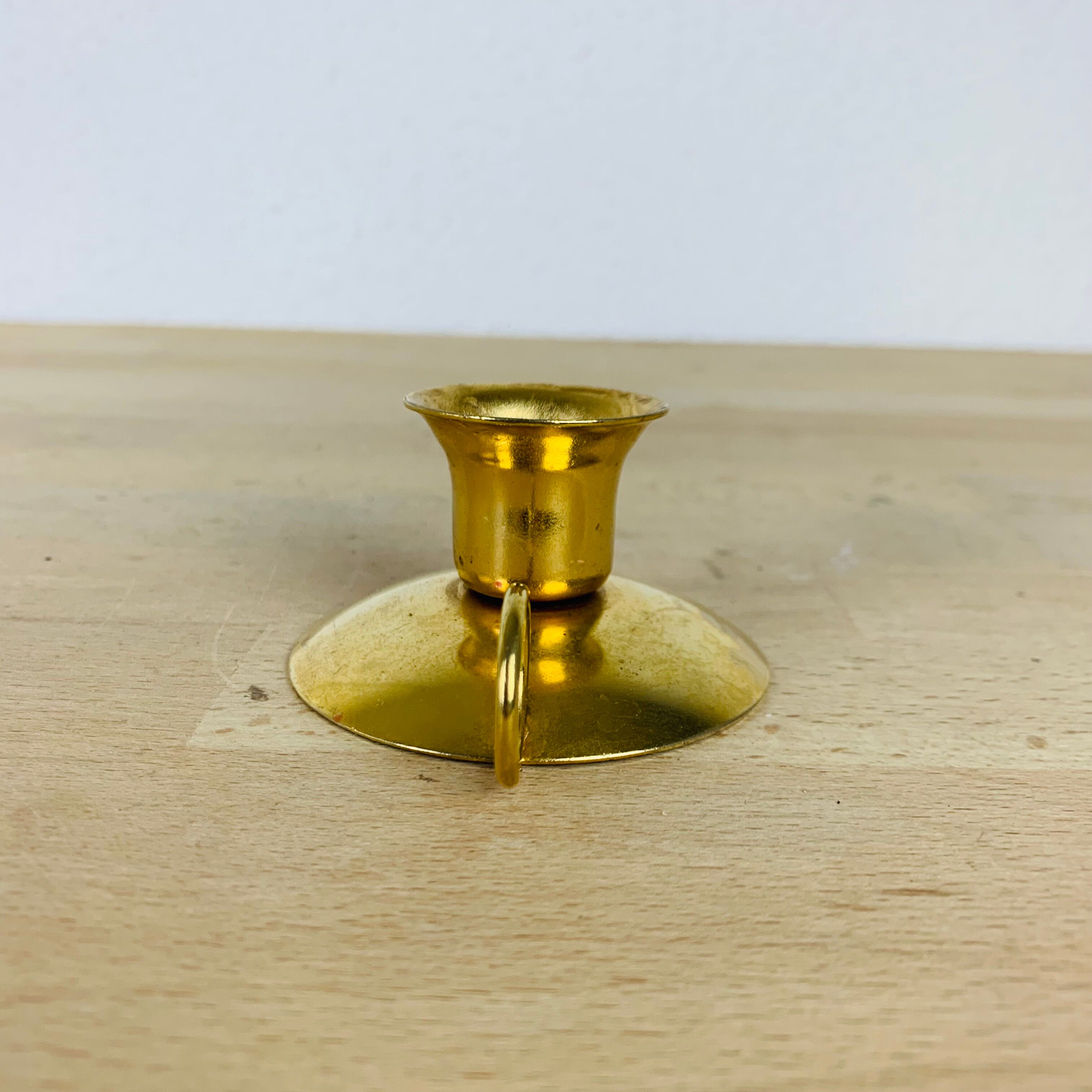 Vintage golden brass candle holder