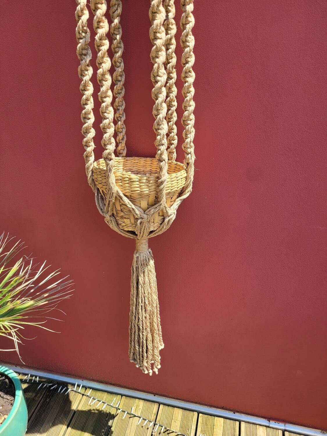 Large vintage macrame plant holder