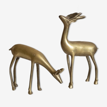 Vintage brass deer and doe