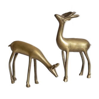 Vintage brass deer and doe