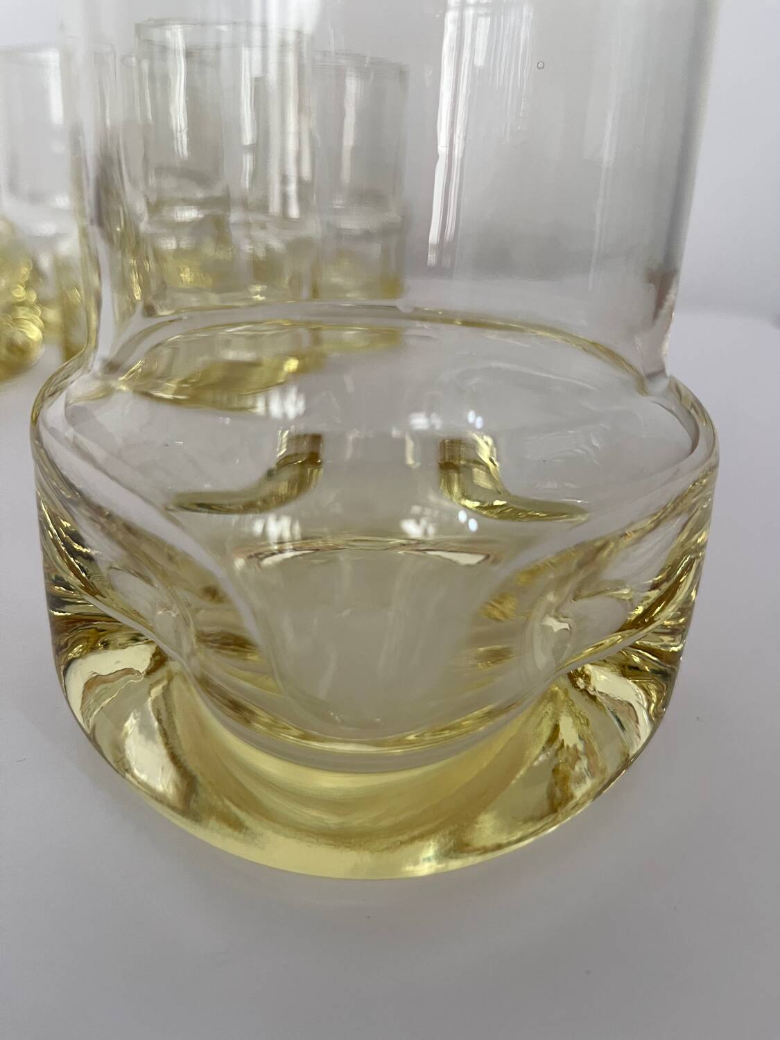 Set of 6 vintage yellow whisky glasses