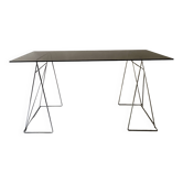 Large wire desk in smoked glass and chromed metal, Sauze 1970