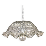 Portuguese farmhouse mid century clear floral glass hanging lamp, 1960s