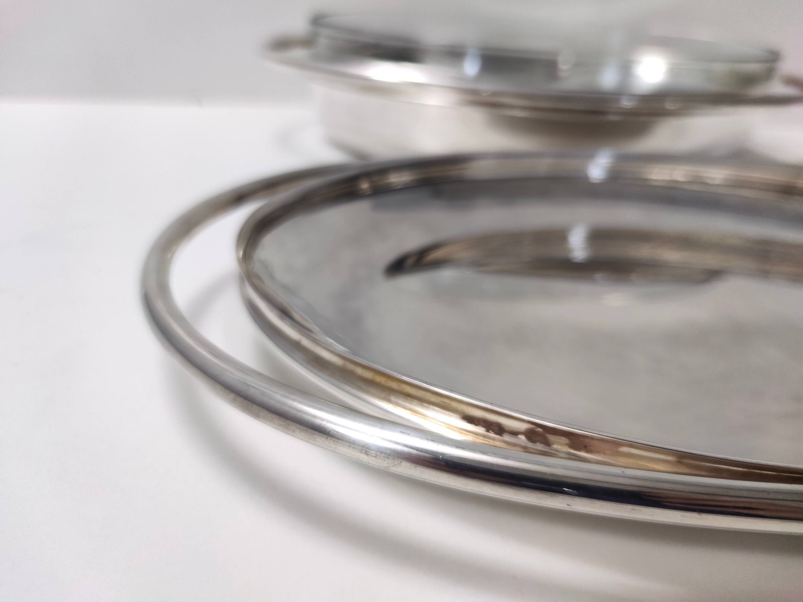 Silver Plated Venison Dish with Pyrex Glass Casserole Dish by Sabattini, Italy