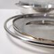 Plat à chevreuil en métal argenté avec cocotte en verre Pyrex de Sabattini, Italie