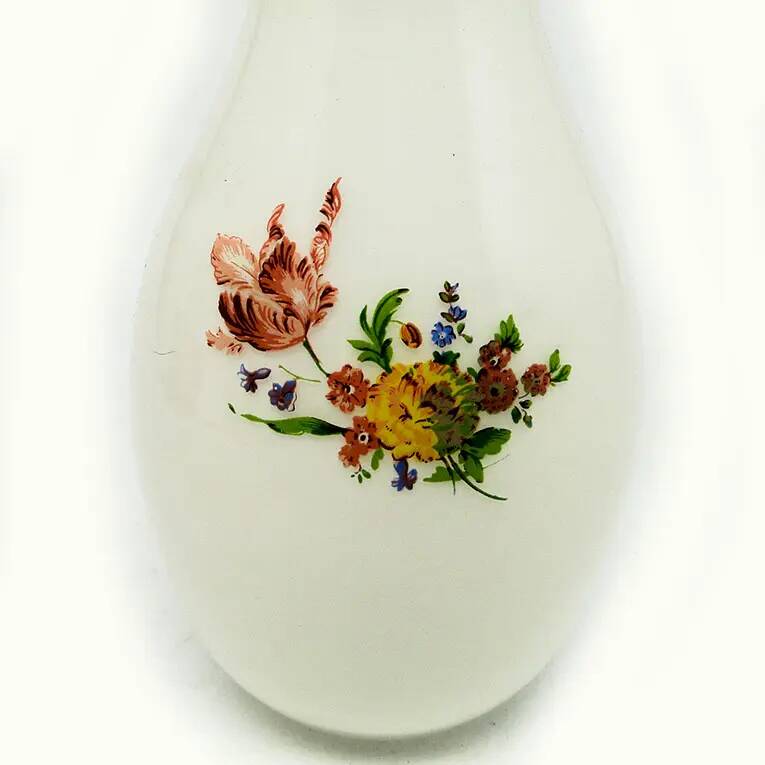 Mid-century modern vase, latticino glass, Poland, 1970s