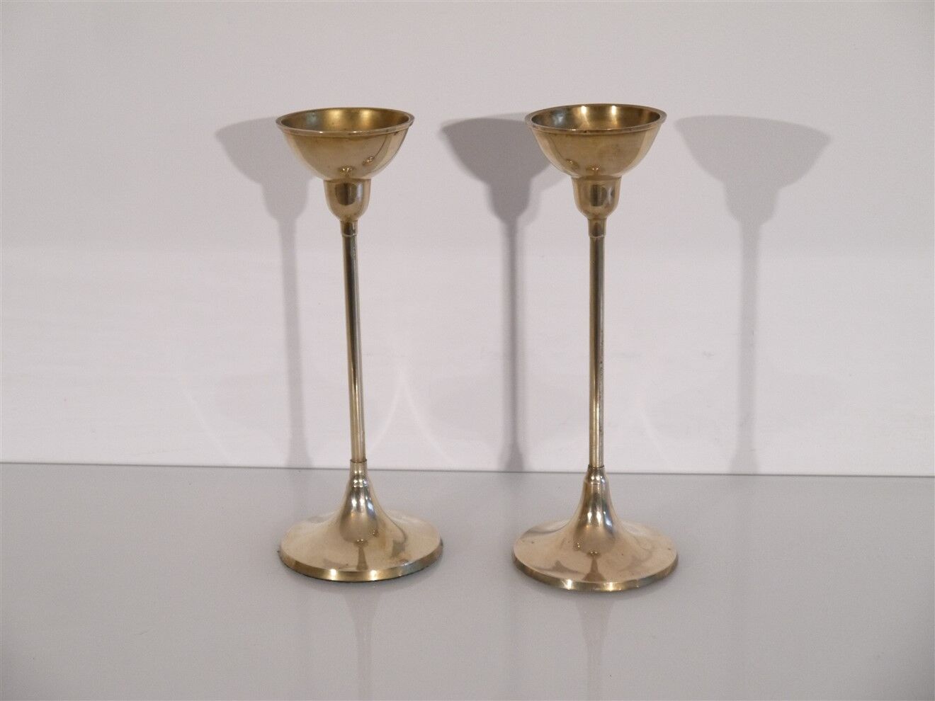 Pair of scandinavian brass candle holders 1970