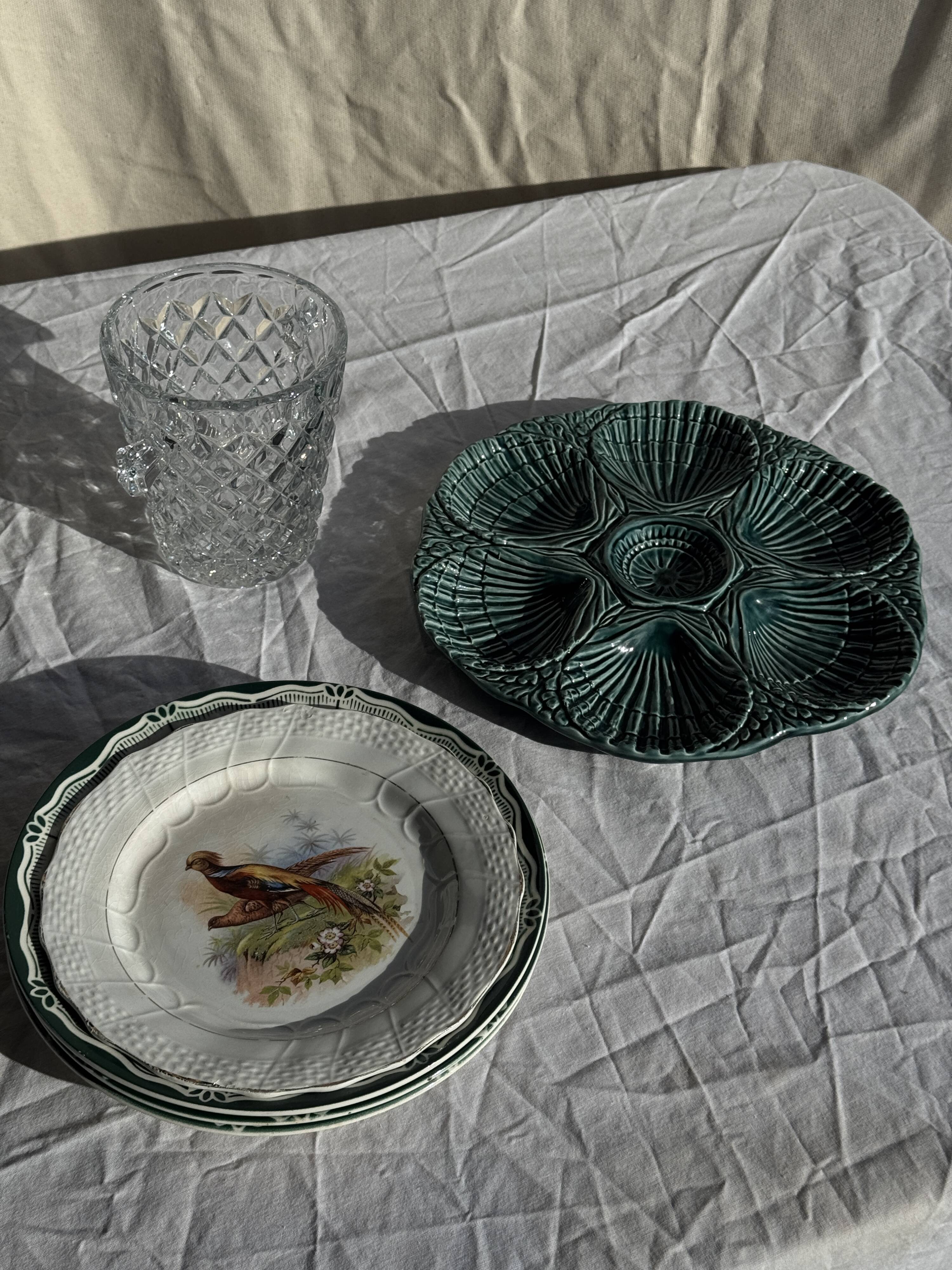 Plat à compartiment coquillages turquoise D28