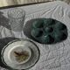 Plat à compartiment coquillages turquoise D28