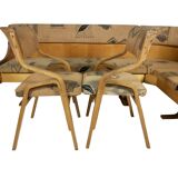 Canapé d'angle et chaises par Ludvik Volak pour Drevopodnik Holesov, 1960, Ensemble de 3