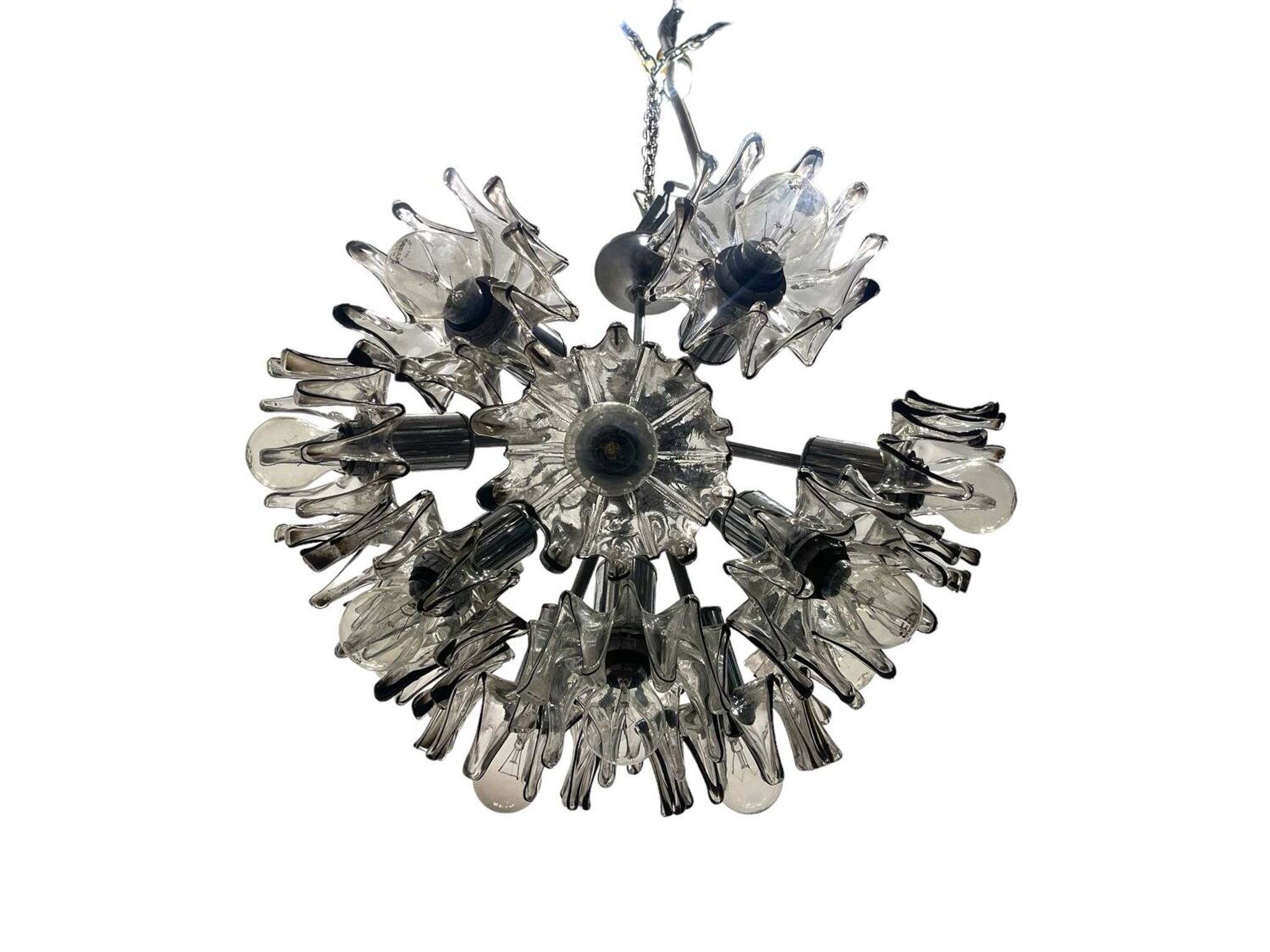 Grand lustre vintage à fleurs de Murano 1970