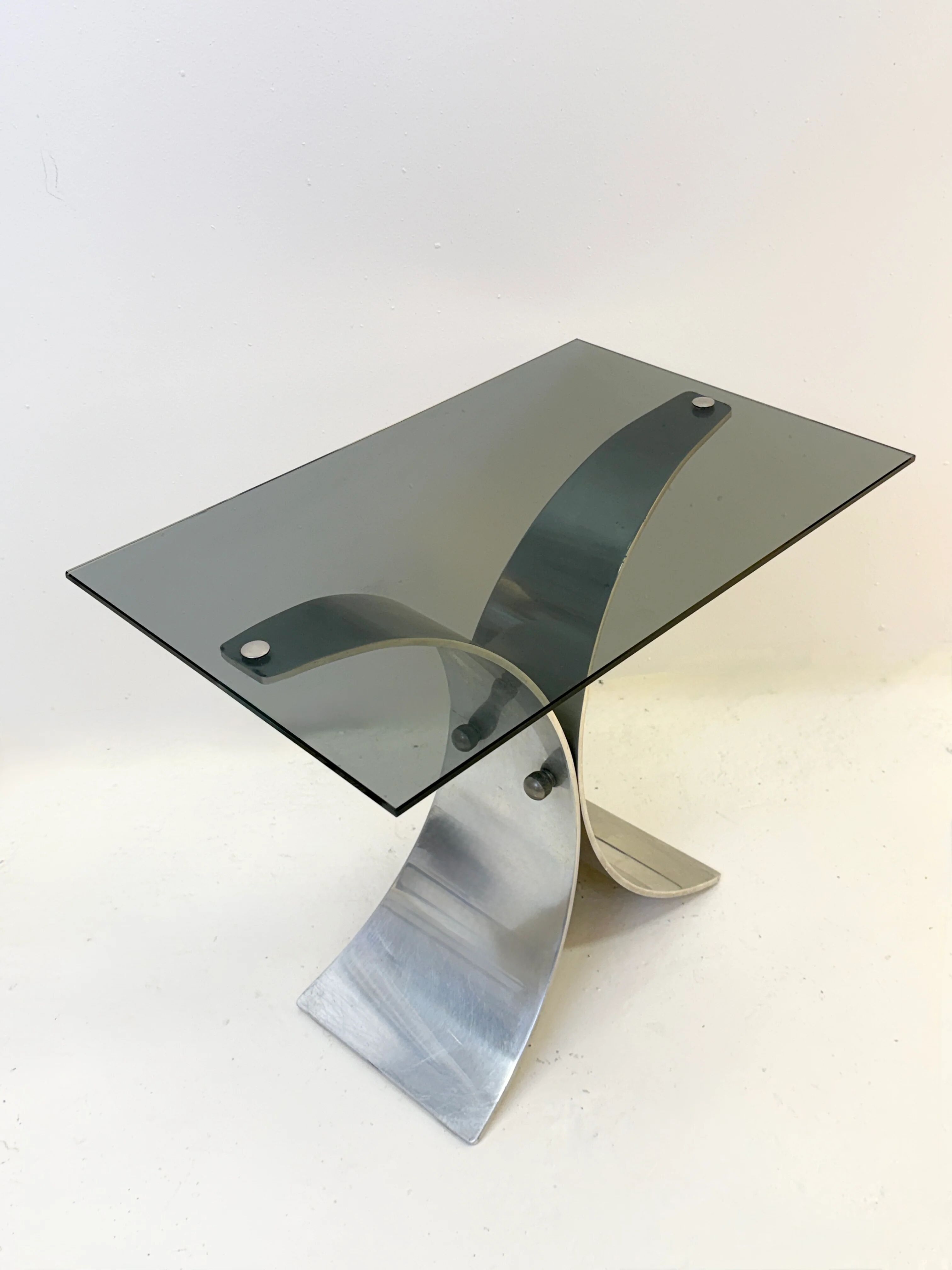 Space age side table in brushed steel, 1970s