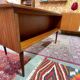Vintage double-sided desk in teak, Scandinavian design from the 1960s.