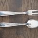 Set of 6 forks and 6 spoons in silver metal with punches