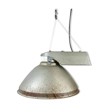 Industrial Factory Pendant Lamp with Frosted Glass Cover, 1970s