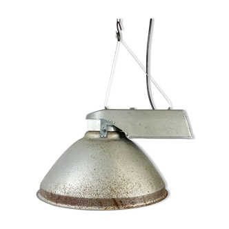 Industrial Factory Pendant Lamp with Frosted Glass Cover, 1970s