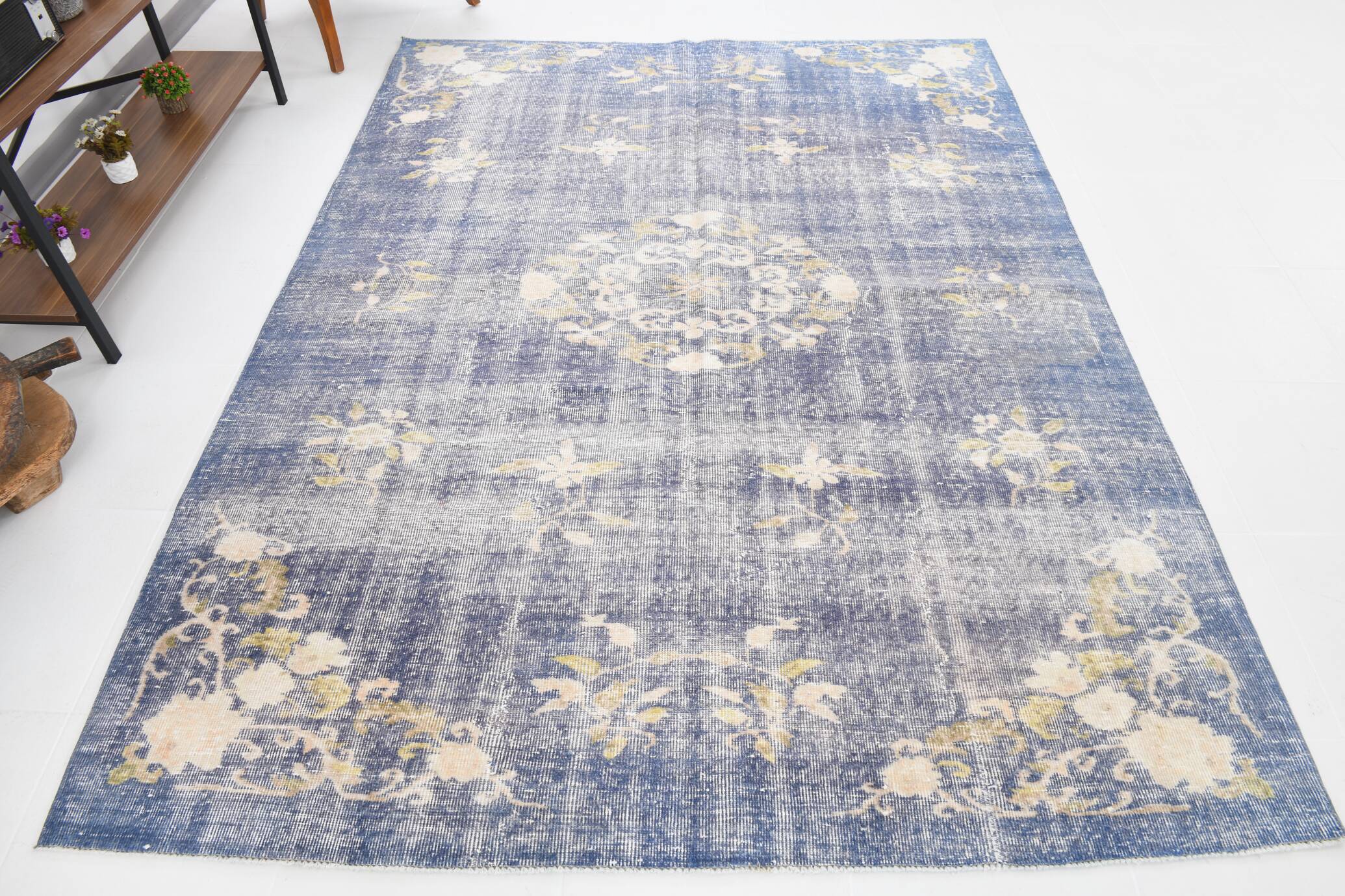 6x8 Faded Blue Oriental Vintage Rug, 194x258Cm