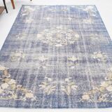 6x8 Faded Blue Oriental Vintage Rug, 194x258Cm