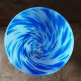 Marbled blue opaline vase on metal base