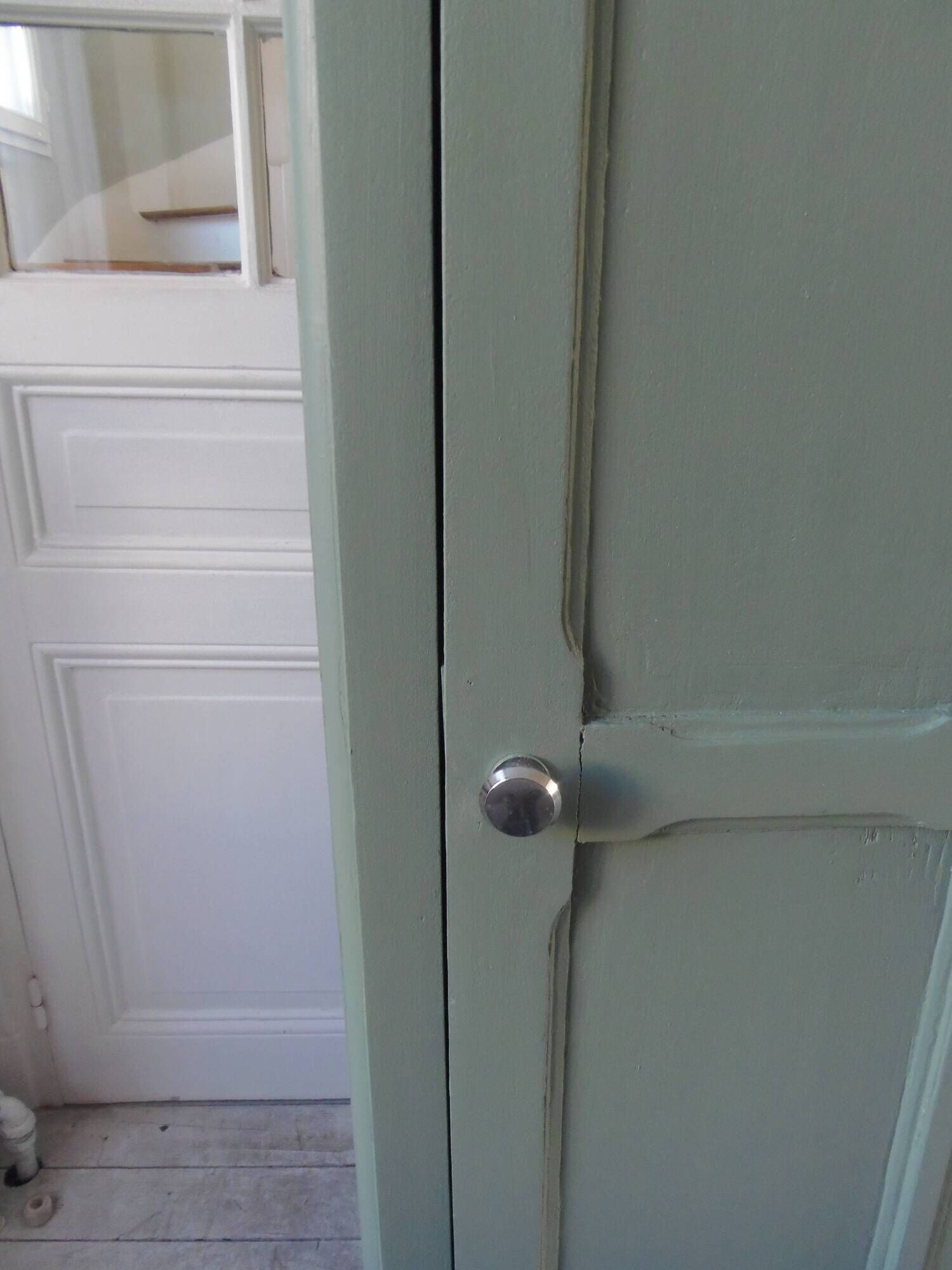 Vintage 1-door Parisian wardrobe re-enchanted in smoky green.