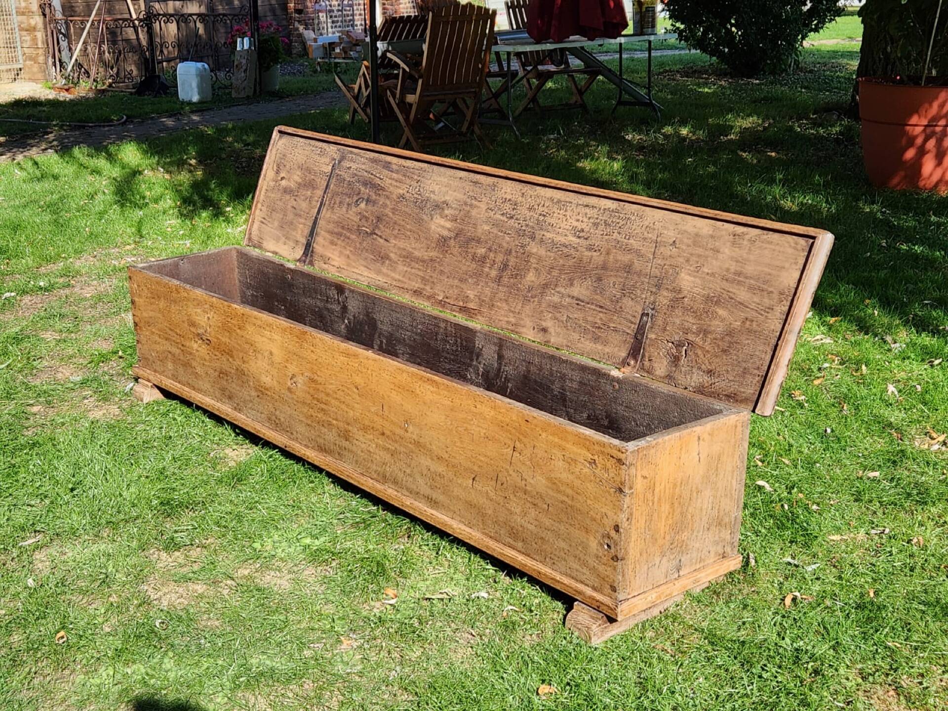 Bench / antique chest in solid oak - 196cm