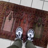 Vintage carpet Uzbek Bukhara handmade 63cm x 98cm 1950s