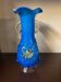 Clichy glass vase with floral decoration in intense blue tones and small years