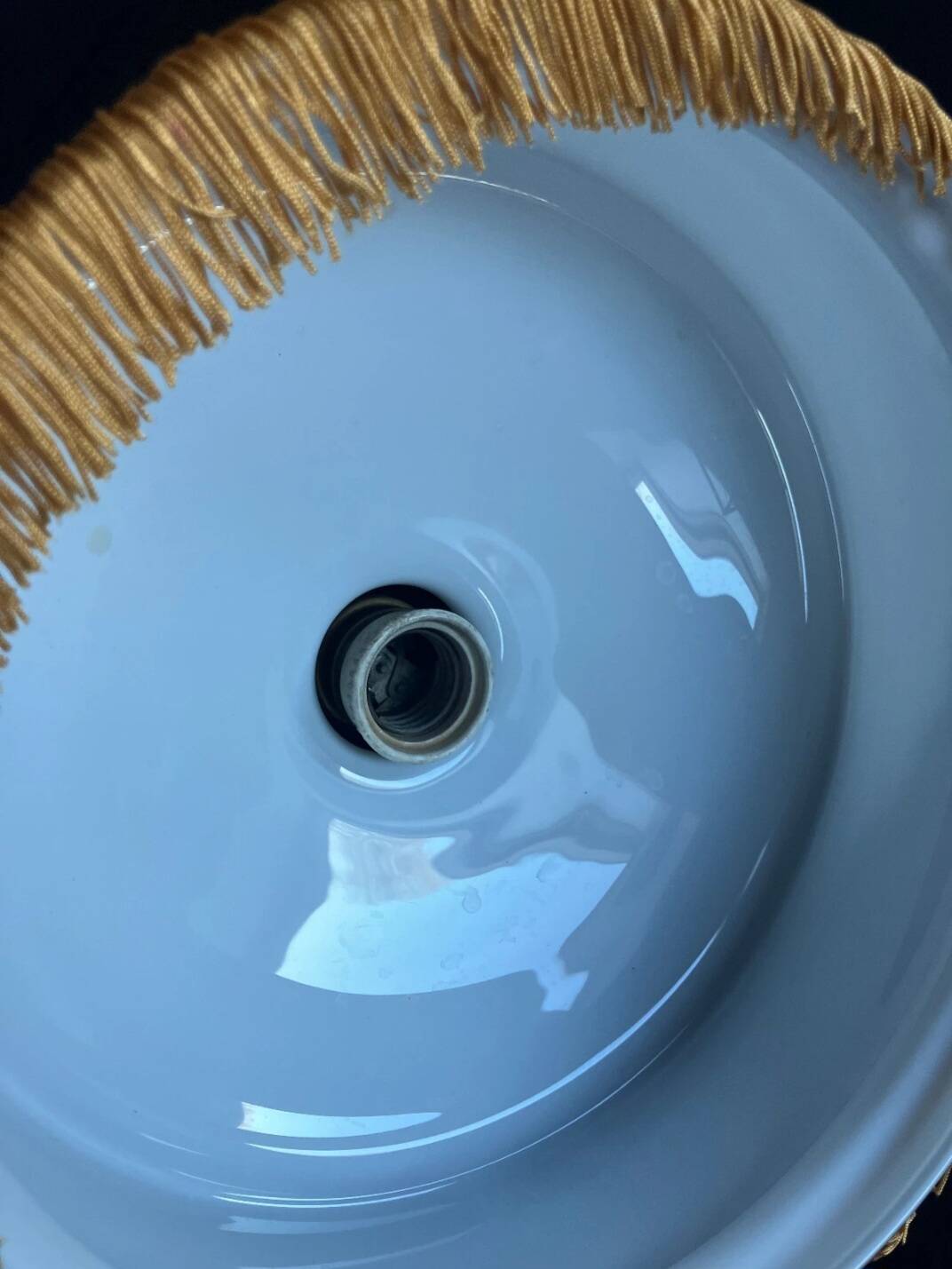 Art Deco suspension, white opaline