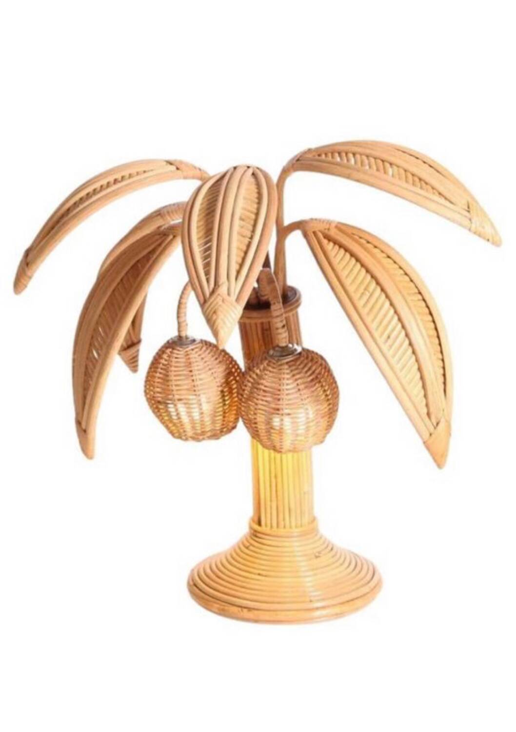 Pair of rattan "palm" lamps
