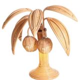 Pair of rattan "palm" lamps