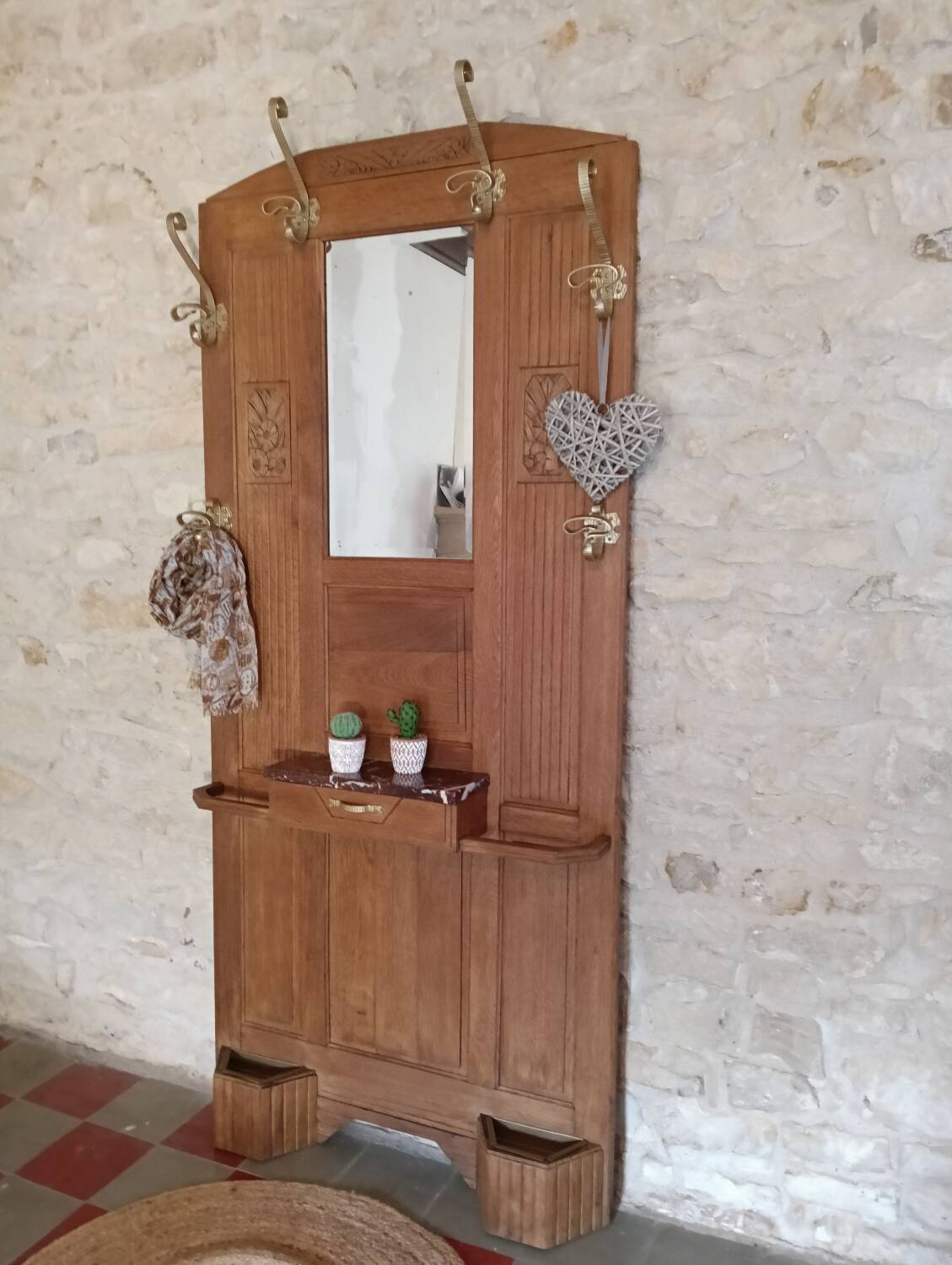 Coat rack solid oak wardrobe