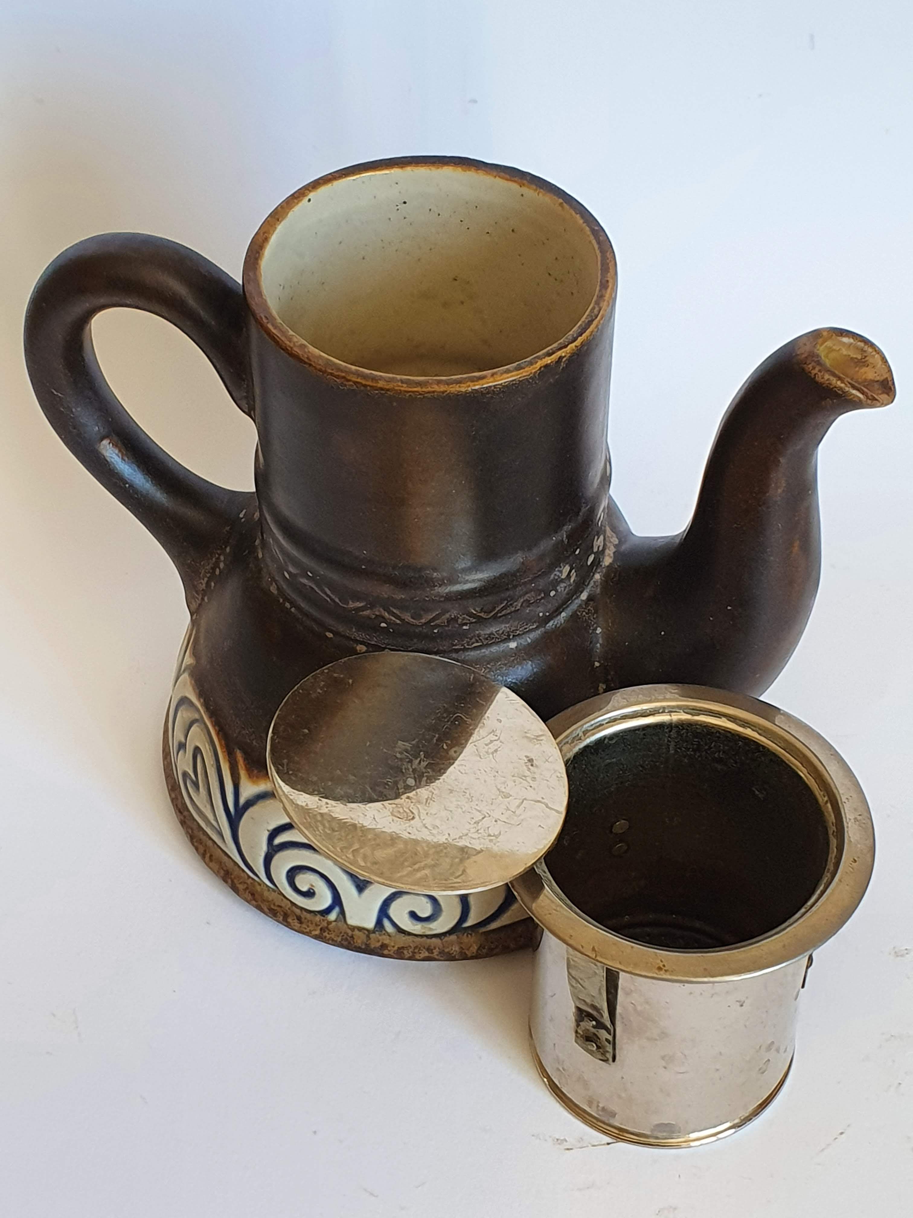 Sandstone teapot signed HB Quimper