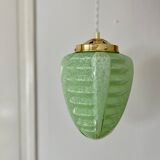 Suspension globe vintag in green clichy glass