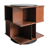 Gianfranco Frattini for Bernini italian wood leather swivel bookcase 1960s