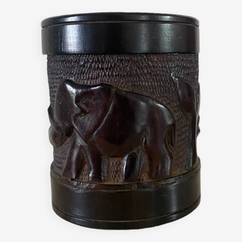 Exotic carved wooden pot